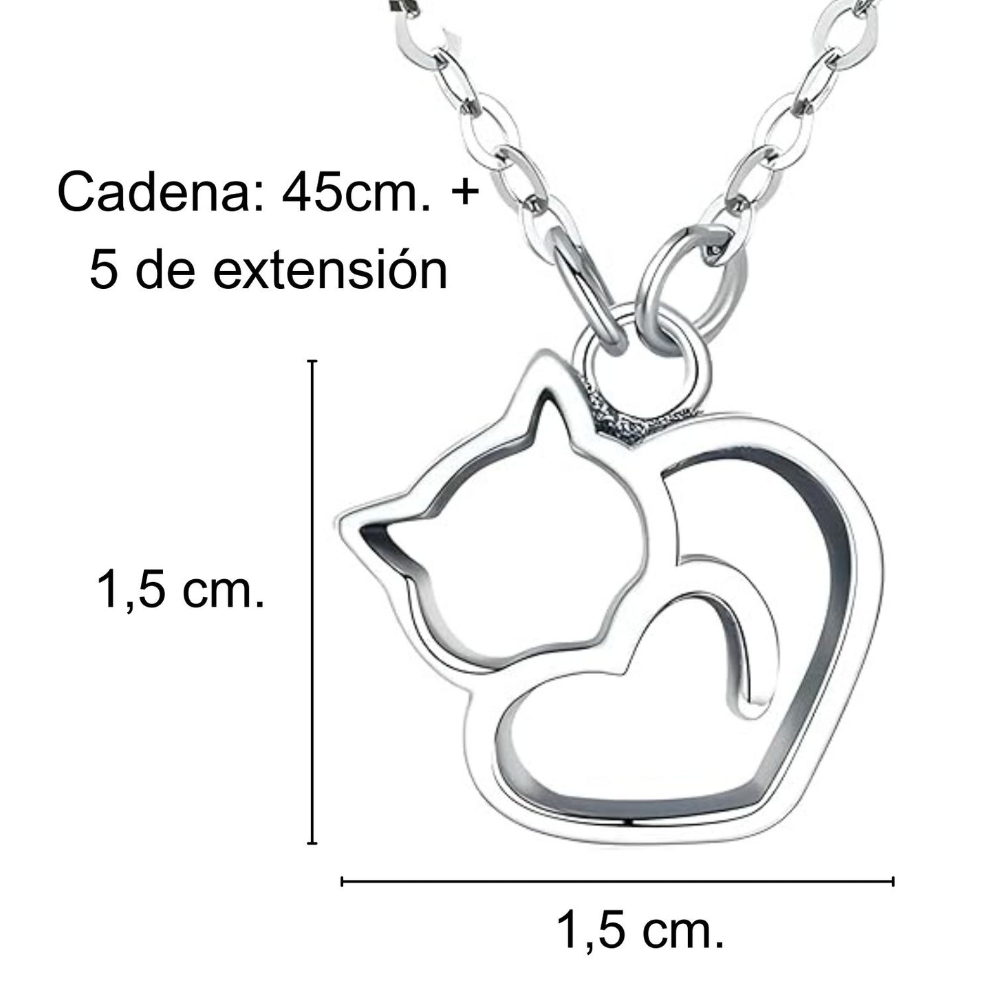 Collar de gato con corazón de plata