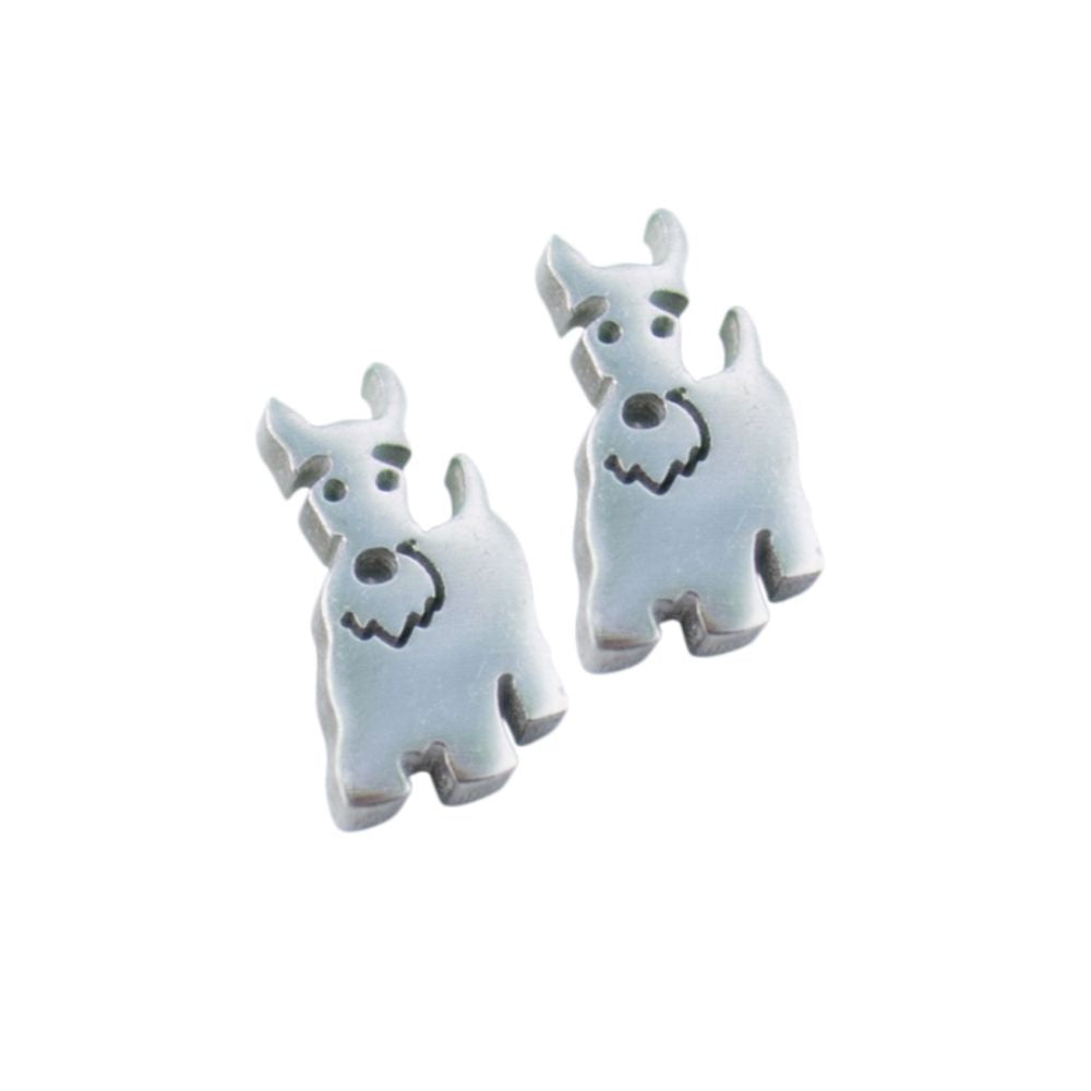 Pendientes plateados con forma de Milú, el perrito de Tintín, un fox terrier o schnaucer miniatura de TOUS
