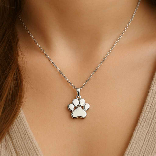 Collar de plata con colgante con forma de para de mascota