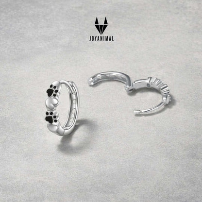 Aros con huellas y corazón en plata de ley 925