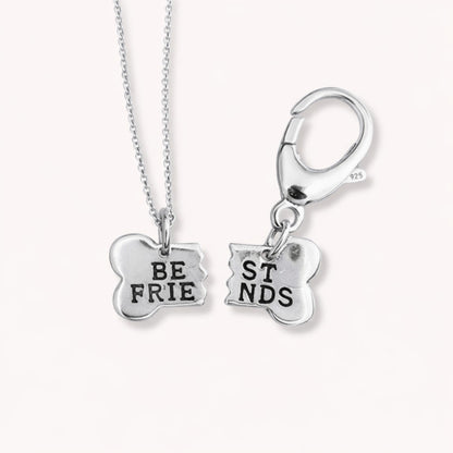 Collar best friends con 2 colgantes de medio hueso cada uno, para compartir con tu perrito dePANDORA