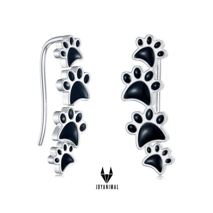 Pendientes de plata con huellas negras de perros y gatos, TOUS