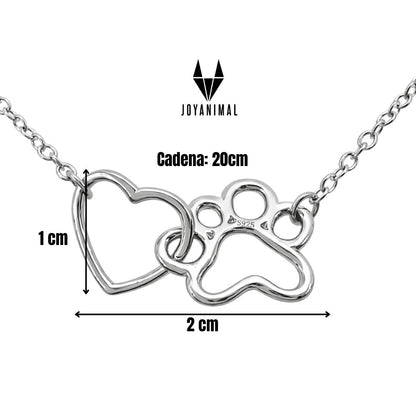 Infografía con las Medidas de la pulsera huella y corazón. Para amantes de los perros y los gatos de PANDORA