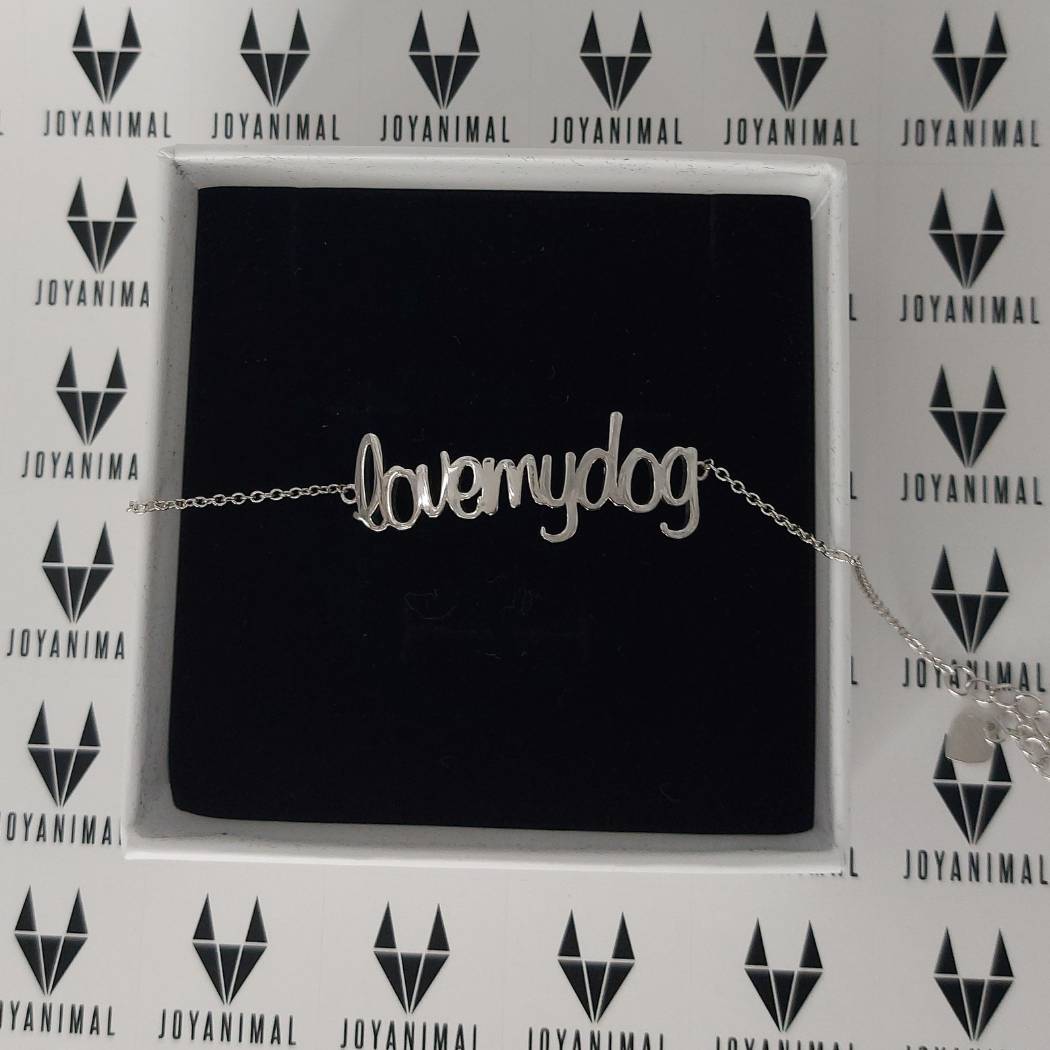 Pulsera de amor perruno con las palabras de love my dog para mujer, con caja de regalo, del corte ingés