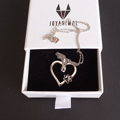 Collar con corazón y huella de perro de singularu