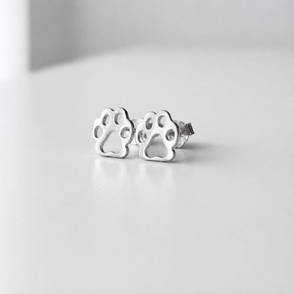 pendientes huellitas de pata de perro o gato de pandora en plata de ley 925