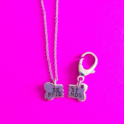 Collar best friends con 2 colgantes de medio hueso cada uno, para compartir con tu perro de pandora