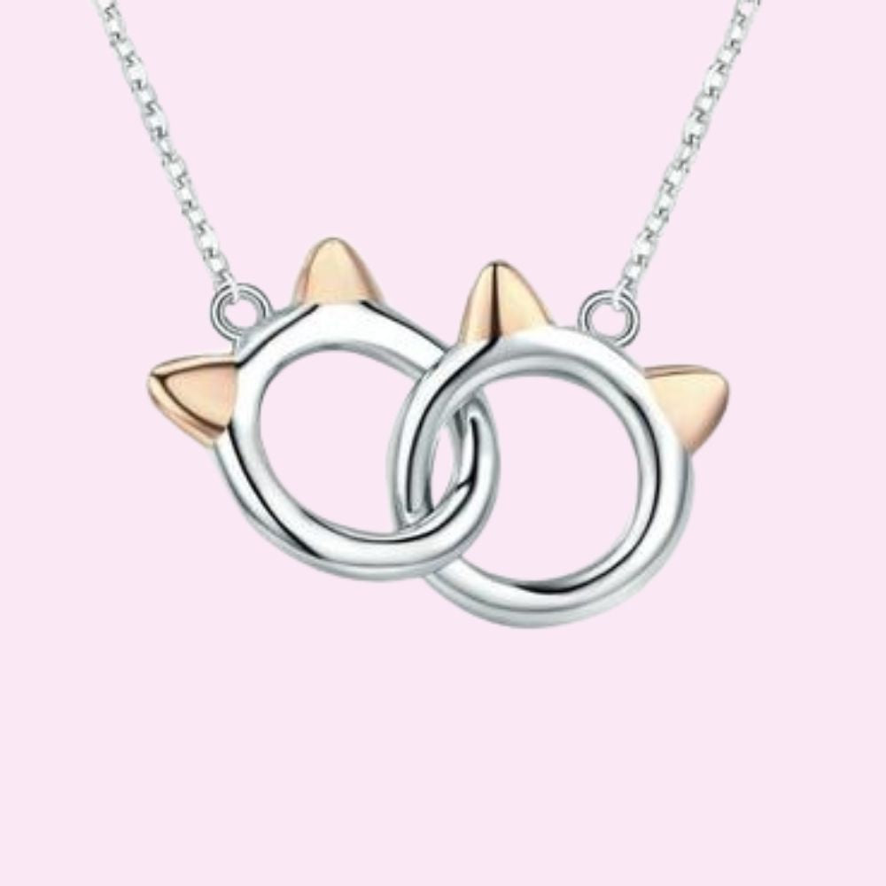 Collar para niñas y mujeres con gatos de plata y oro TOUS